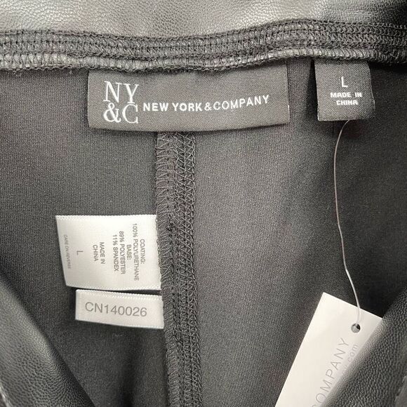 New York & Company Faux Leather Skinny Pants High Rise Stretch Women Large Black - Picture 4 of 6